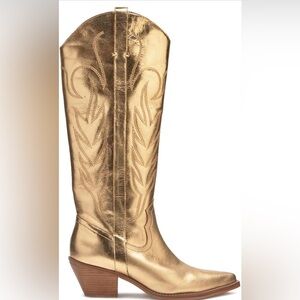 Coconuts by Matisse Tall Gold Metallic Cowboy Boots Western Rodeo 8.5 Comfy